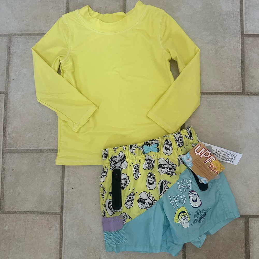 Disney Yellow and Blue Rashguard Swim Set